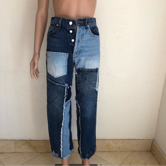 REVICE Retro Patched Matchmaker Blue Jeans Denim Pants Women’s Juniors Size 24 - Picture 1 of 16